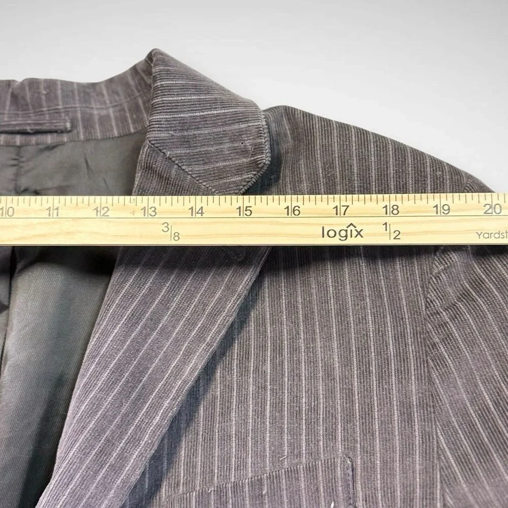 Banana‎ Republic Corduroy Blazer Mens 46 Long Gray Striped Lined Casual Western